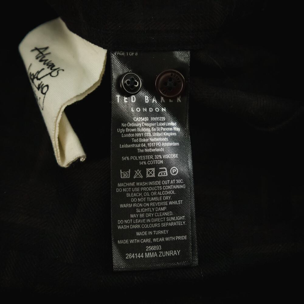 Ted Baker 5 Size Large L Black Tonal Plaid Button Front Cotton Blend Shirt - Picture 5 of 7